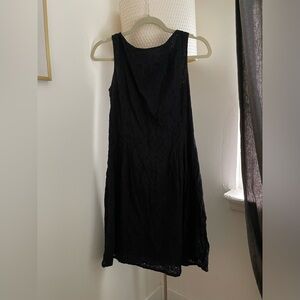 Uniqlo black shift dress with floral eyelet fabric (size S)